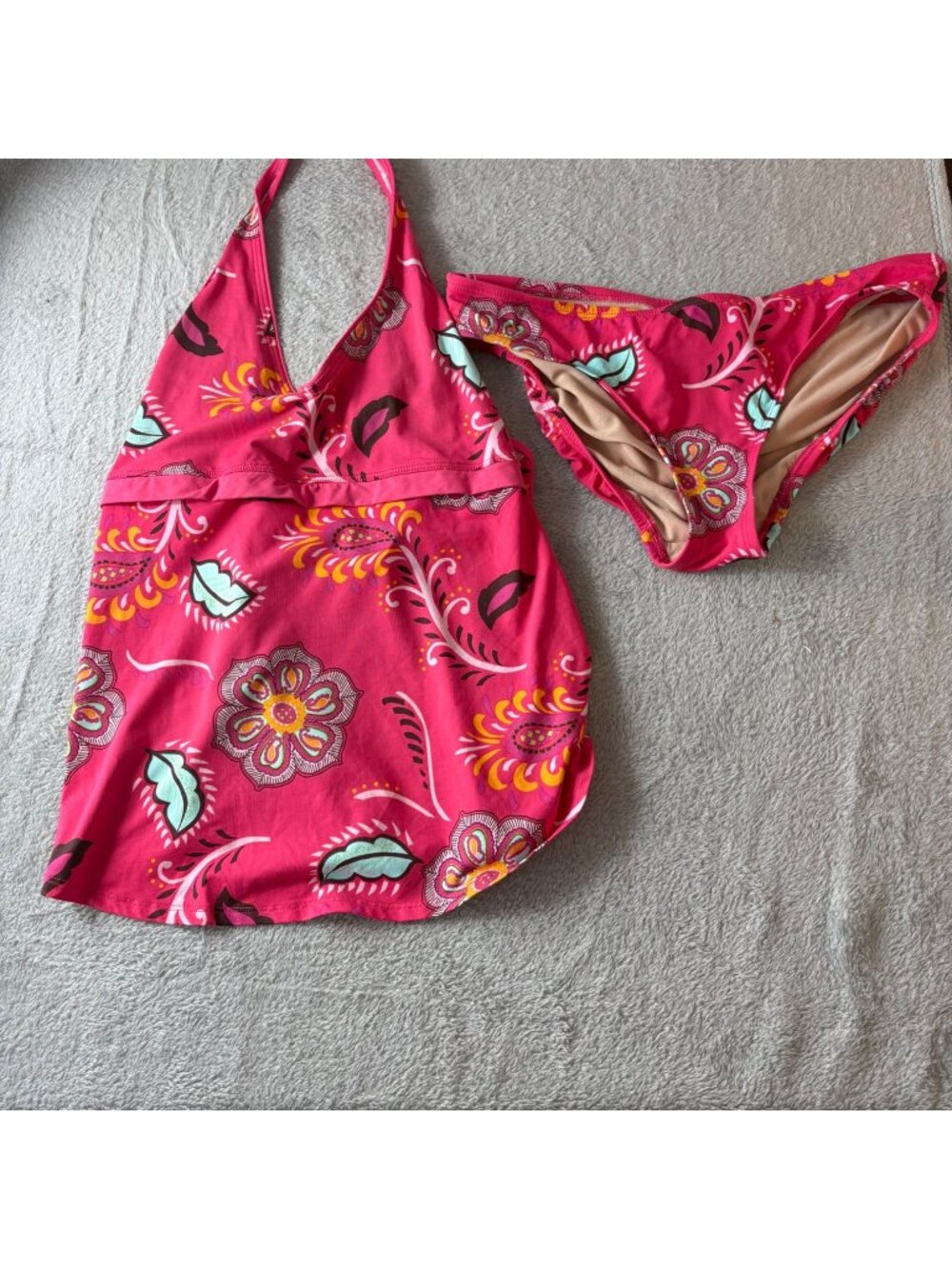 Gap Maternity Pink Floral Tankini Swim Set Size S Top & M Bottoms Halter Neck